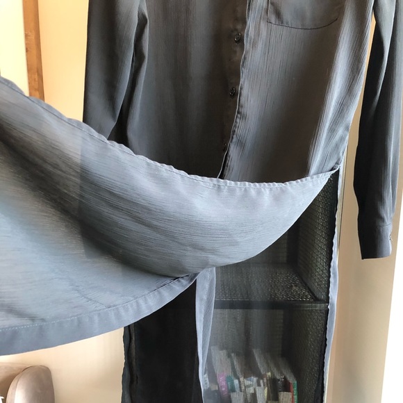 Longline Sheer Black Tunic/Shirtdress - Picture 4 of 6